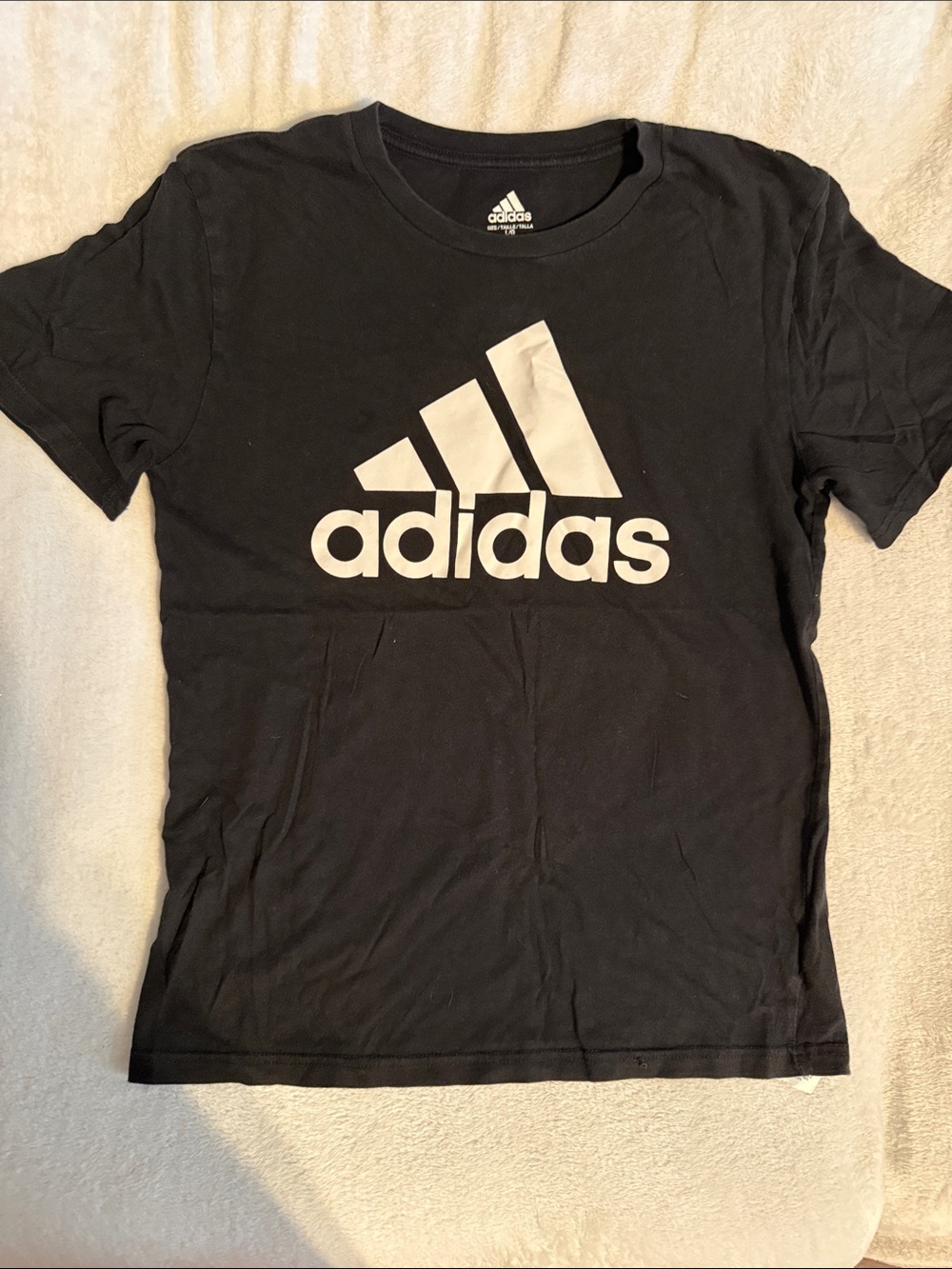 adidas Black Tee with White Logo Youth Short Sleeve